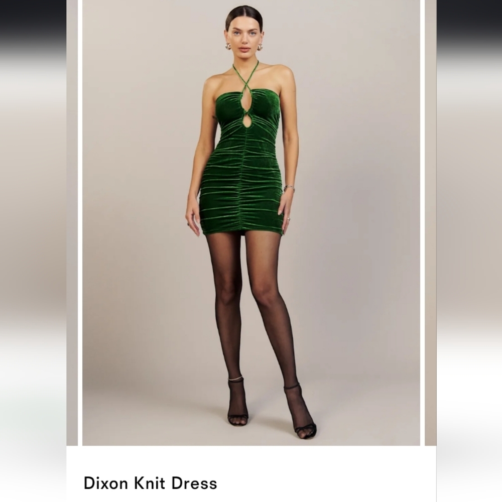 Reformation Dixon Knit Dress Green Velvet - Size M
